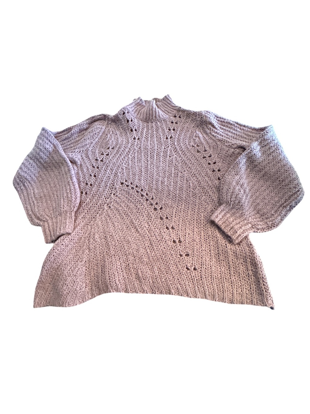 Lucky Brand Lavender Pointelle Mock Neck Sweater